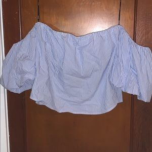 Striped Off the Shoulder Crop Top